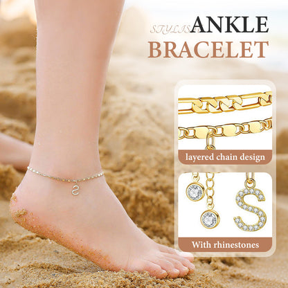 🥳SUMMER HOT SALE🥳💞50K+ SOLD!💥50% OFF! 🔥Layered Gold Ankle Bracelet for Women