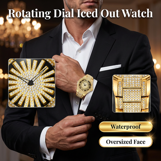 Men's Iced-Out Rotating Dial Watch