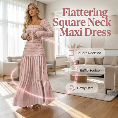 👗 40% OFF NOW! 💕Flattering Square Neck Maxi Dress