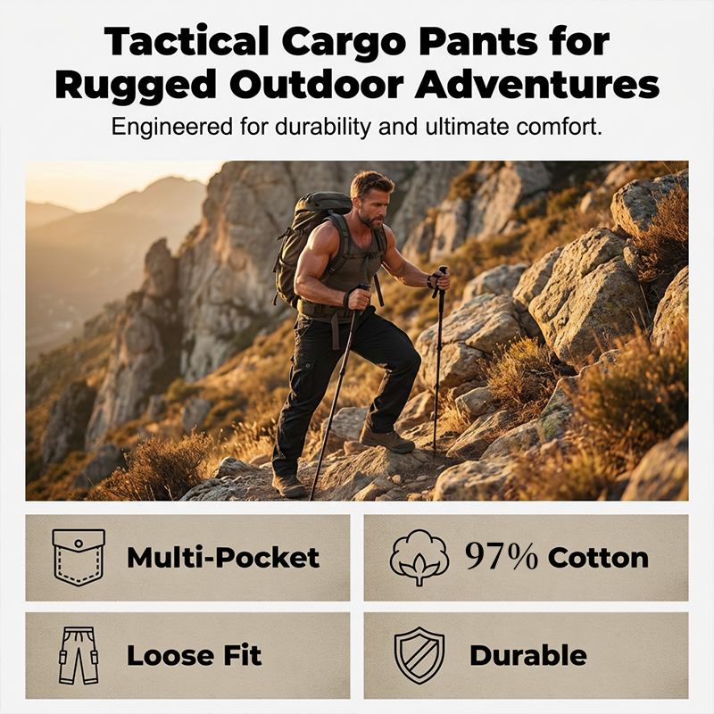 Built for Men Who Do More Than Sit Around! Men's Cotton Tactical Cargo Pants with Stretch-Friendly Comfort, Practical Multi-Pocket Storage & a Rugged Outdoor Look — From Weekend Adventures to Everyday Work! 💪