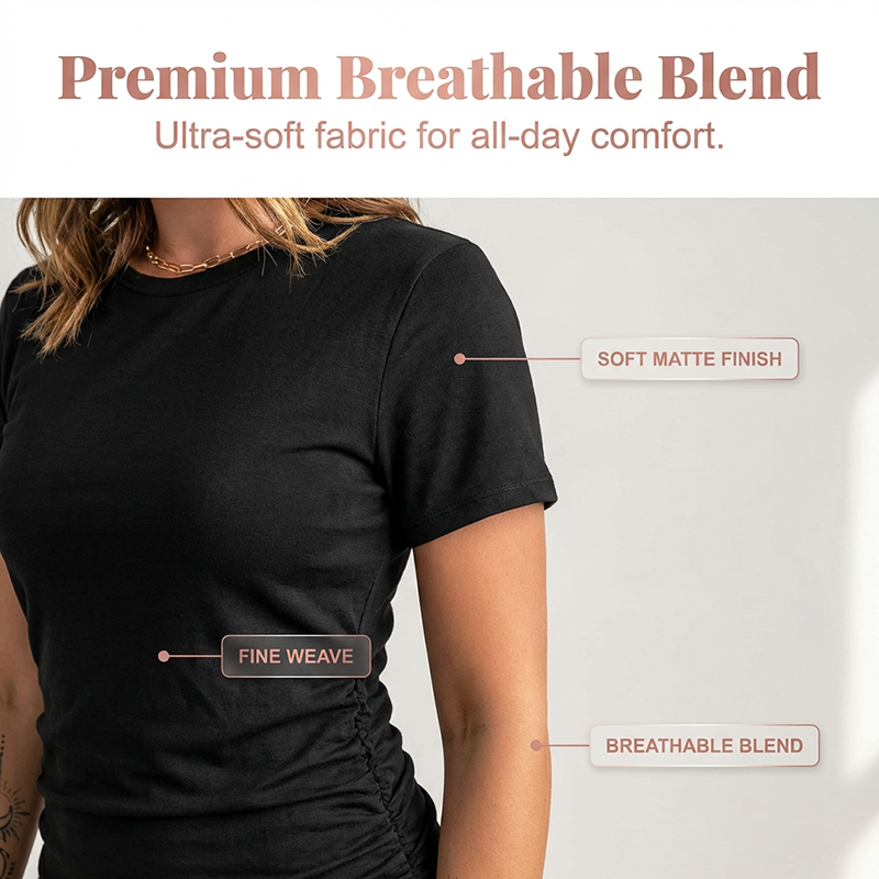 👗 50% OFF NOW! 🔥 Women's Short Sleeve Ruched Bodycon T-Shirt Dress – Flattering Fit, Soft Stretch Fabric & Perfect for Day or Night 💃