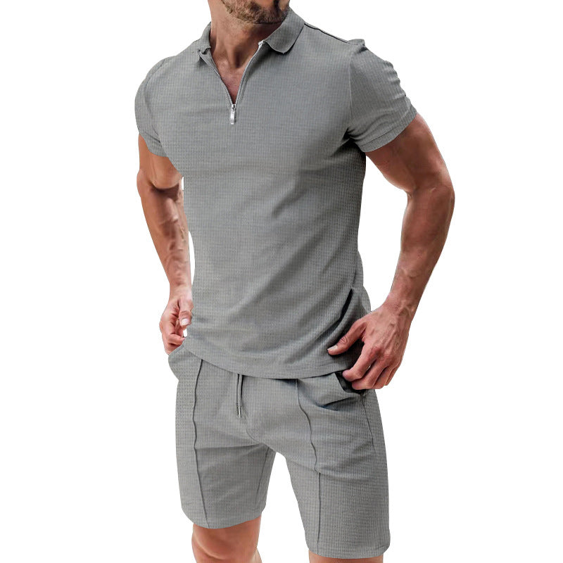 📢📢30% OFF !! ⏰Summer Casual Zip-Neck Shirt & Shorts Set