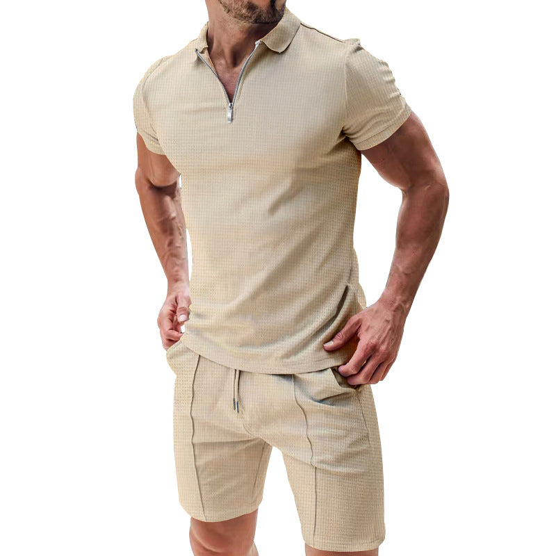 📢📢30% OFF !! ⏰Summer Casual Zip-Neck Shirt & Shorts Set
