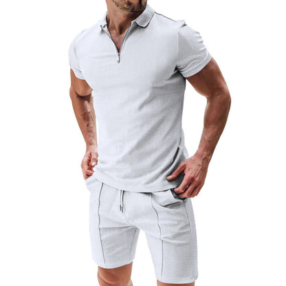 📢📢30% OFF !! ⏰Summer Casual Zip-Neck Shirt & Shorts Set