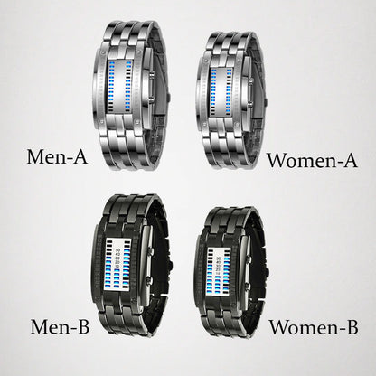 ⌚ LIMITED-TIME 50% OFF! ✨ Men's Binary LED Watch – Stainless Steel, Blue Light, Sporty, Water-Resistant, Modern ⚡