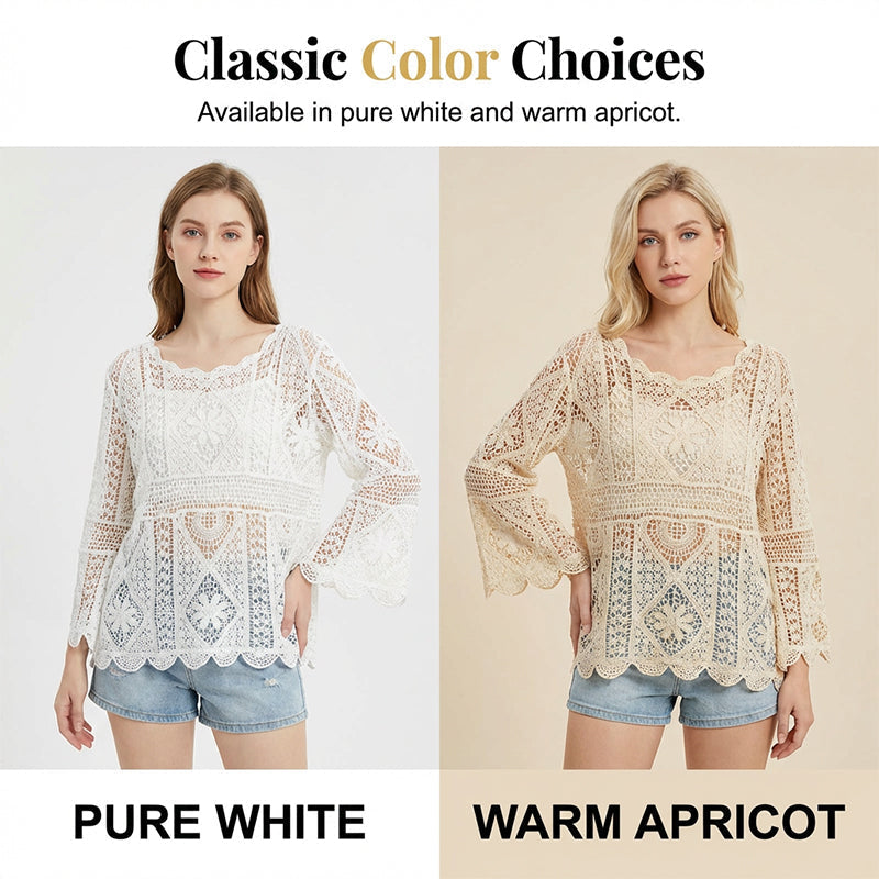 👚 40% OFF NOW! 🌸 Women's Vintage-Inspired Lace Cover-Up Blouse – Delicate Lace, Flowy Fit & Perfect for Layering or a Romantic Look ✨