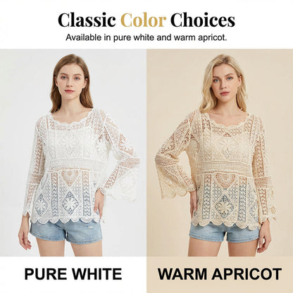 👚 40% OFF NOW! 🌸 Women's Vintage-Inspired Lace Cover-Up Blouse – Delicate Lace, Flowy Fit & Perfect for Layering or a Romantic Look ✨