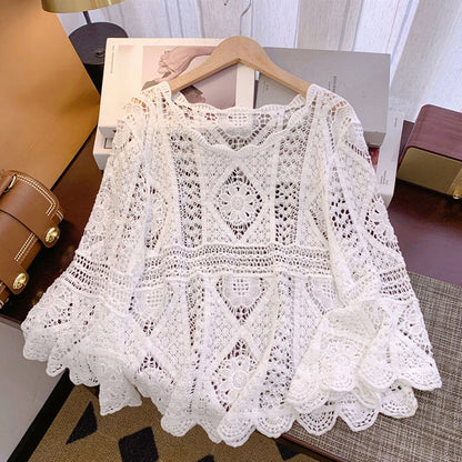 👚 40% OFF NOW! 🌸 Women's Vintage-Inspired Lace Cover-Up Blouse – Delicate Lace, Flowy Fit & Perfect for Layering or a Romantic Look ✨