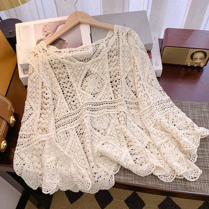 👚 40% OFF NOW! 🌸 Women's Vintage-Inspired Lace Cover-Up Blouse – Delicate Lace, Flowy Fit & Perfect for Layering or a Romantic Look ✨