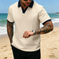 👕 50% OFF NOW! ✨ Men's Casual Textured Top – Contrast Collar & Knit Fabric – Versatile & Easy Care 🎩