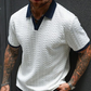 👕 50% OFF NOW! ✨ Men's Casual Textured Top – Contrast Collar & Knit Fabric – Versatile & Easy Care 🎩