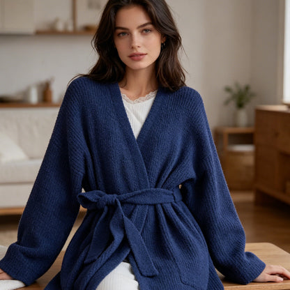 Women's Belted V-Neck Loungewear Coat