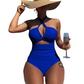 Criss Cross Halter Neck High Waisted One-Piece Swimsuit