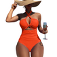 Criss Cross Halter Neck High Waisted One-Piece Swimsuit