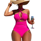 Criss Cross Halter Neck High Waisted One-Piece Swimsuit