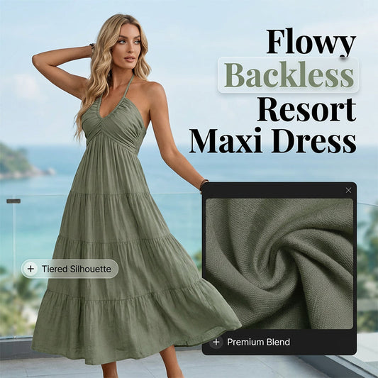 👗2026 New Arrivals 55% OFF💥💃Women's Halter Neck Backless Tiered Maxi Dress
