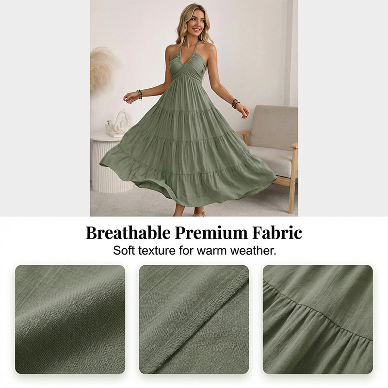 👗2026 New Arrivals 55% OFF💥💃Women's Halter Neck Backless Tiered Maxi Dress