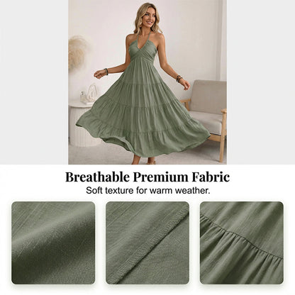 👗2026 New Arrivals 55% OFF💥💃Women's Halter Neck Backless Tiered Maxi Dress