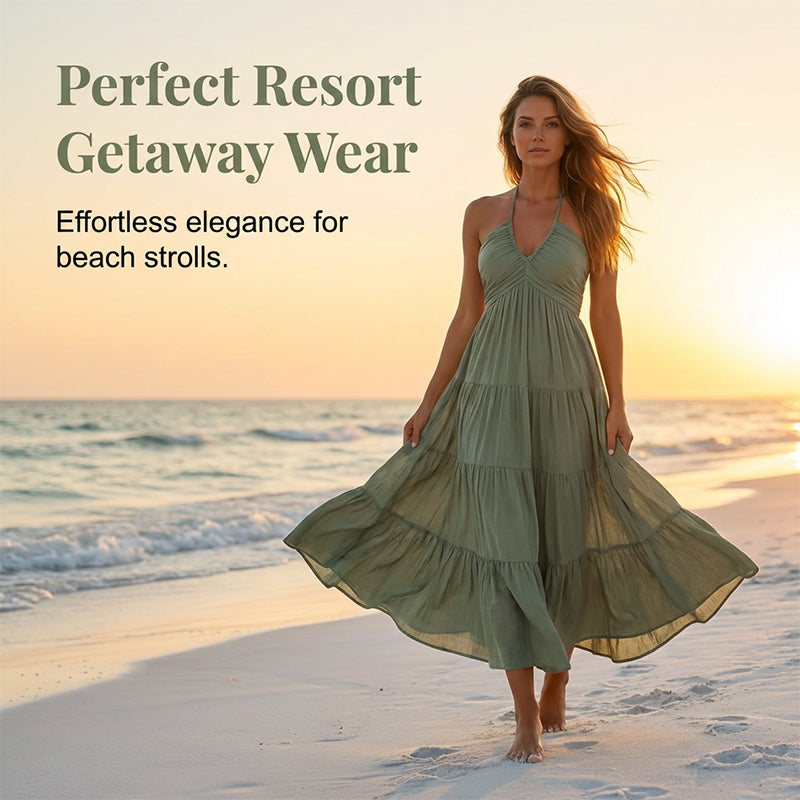 👗2026 New Arrivals 55% OFF💥💃Women's Halter Neck Backless Tiered Maxi Dress