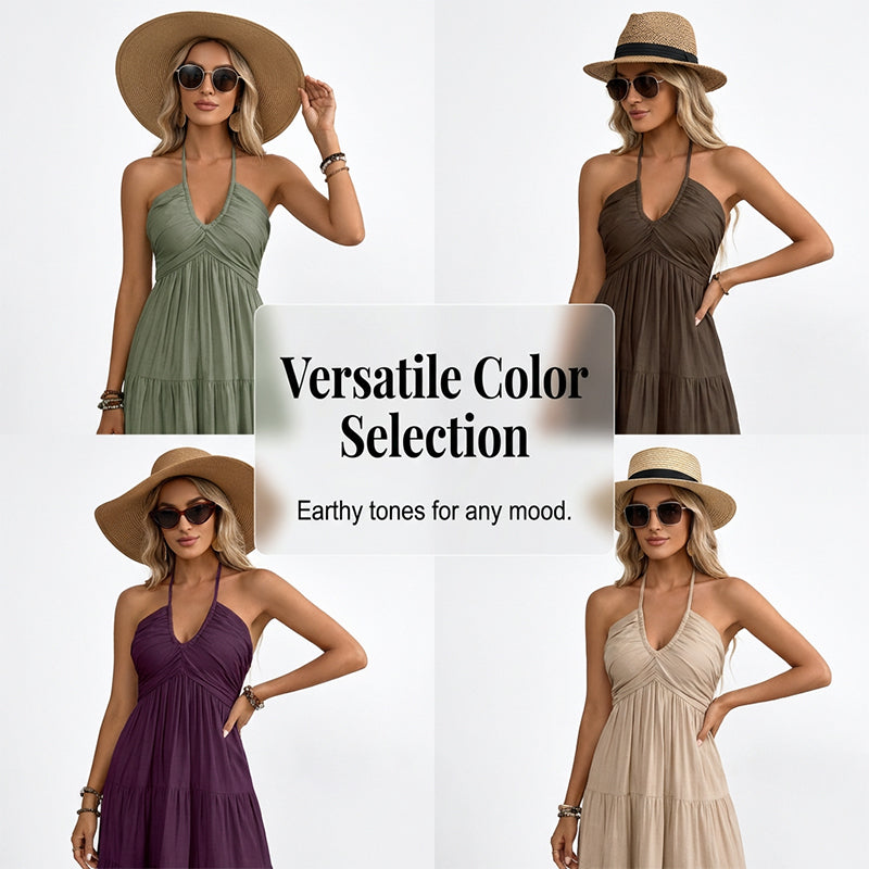👗2026 New Arrivals 55% OFF💥💃Women's Halter Neck Backless Tiered Maxi Dress
