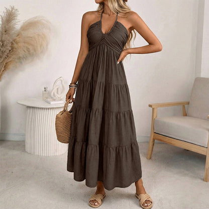 👗2026 New Arrivals 55% OFF💥💃Women's Halter Neck Backless Tiered Maxi Dress