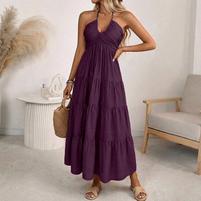 👗2026 New Arrivals 55% OFF💥💃Women's Halter Neck Backless Tiered Maxi Dress