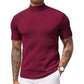 👕 LIMITED-TIME 50% OFF & FREE SHIPPING! ✨ Men's Slim Mock Neck T-Shirt – Ribbed, Short Sleeve, 6 Colors 🍁