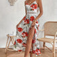 📢📢30% OFF !! ⏰Women’s Floral Print High Slit Spaghetti Strap Flowy Dress