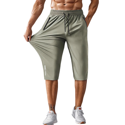 Men's Quick-Dry Sports Capri Pants – Stretchy, Zipper Pockets, Versatile