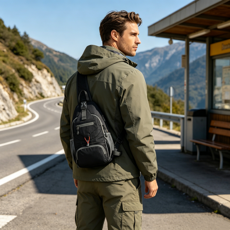 📢📢Last Week 50% OFF!!🔥✨UnisexMen's Outdoor Sling Bag – Multi-Pocket, Water-Resistant & Breathable – Perfect for Travel & Daily Use
