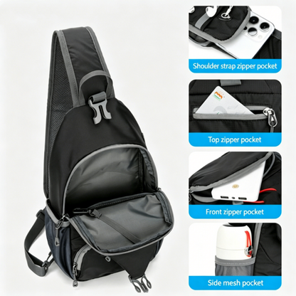 📢📢Last Week 50% OFF!!🔥✨UnisexMen's Outdoor Sling Bag – Multi-Pocket, Water-Resistant & Breathable – Perfect for Travel & Daily Use