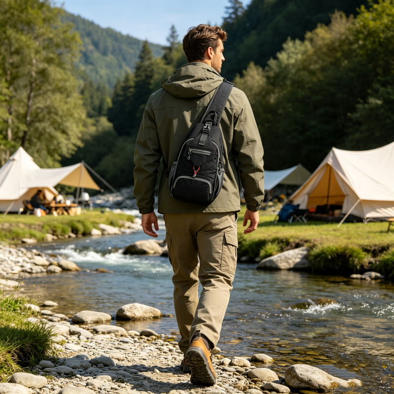 📢📢Last Week 50% OFF!!🔥✨UnisexMen's Outdoor Sling Bag – Multi-Pocket, Water-Resistant & Breathable – Perfect for Travel & Daily Use