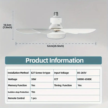 ⏳LAST DAY SALE 50% OFF🔥40W LED Ceiling Fan Light – 20.5” Ultra-Quiet with Remote 🎯 | E27 + FREE B22 Adapter 🔌 | For Bedroom 😴, Kitchen 👩‍🍳 & Garage 🛠️