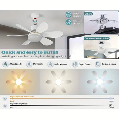 ⏳LAST DAY SALE 50% OFF🔥40W LED Ceiling Fan Light – 20.5” Ultra-Quiet with Remote 🎯 | E27 + FREE B22 Adapter 🔌 | For Bedroom 😴, Kitchen 👩‍🍳 & Garage 🛠️