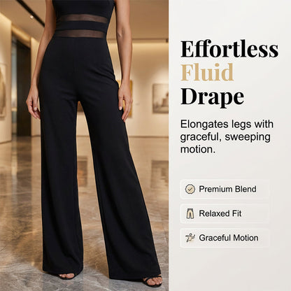 📢📢40% OFF !! ⏰One-Shoulder Mesh Panel Wide-Leg Jumpsuit