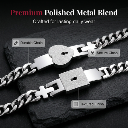 📢📢50% OFF !! ⏰Lock and Key Couple's Bracelets Set