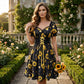 💐50% OFF ! Women’s Print Puff Sleeve Dress – Perfect for Summer Days 🌸☀️【Limited Offer】