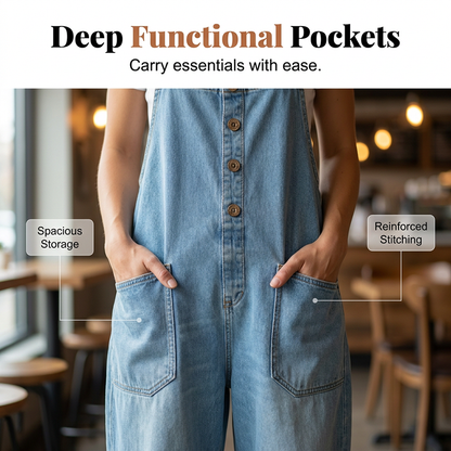 ⏰🔥LIMITED TIME 50% OFF! 👖 Women’s Casual Baggy Denim Overalls with Pockets – Comfortable, Trendy & Perfect for Everyday Outfits ✨💃