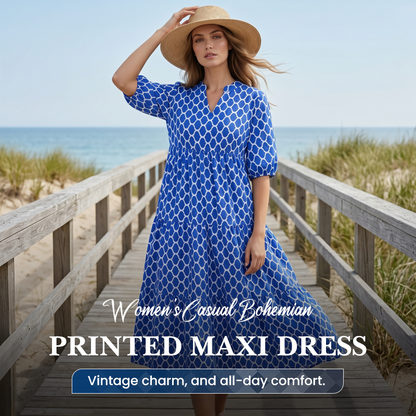 🌺 50% OFF NOW!✨ Bohemian Printed Maxi Dress – Casual, Flowy & Chic – Elegant Summer Vacation Long Dress 👗
