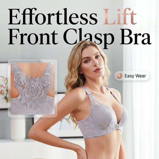 Elegant Rose Lace Back Bra with Easy Front Clasp
