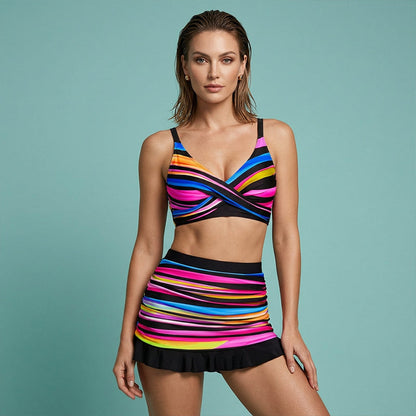 📢📢40% OFF !! ⏰Women's Striped Two-Piece Swimsuit