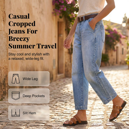 🎁2026 New Arrivals 50% OFF💥  Women's High Waisted Cropped Barrel Jeans  🥳HOT SALE！！🥳
