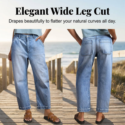 🎁2026 New Arrivals 50% OFF💥  Women's High Waisted Cropped Barrel Jeans  🥳HOT SALE！！🥳