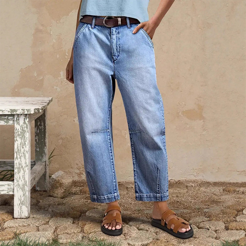 🎁2026 New Arrivals 50% OFF💥  Women's High Waisted Cropped Barrel Jeans  🥳HOT SALE！！🥳