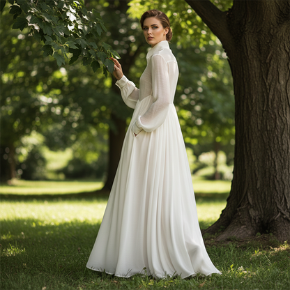 👗 LIMITED-TIME 50% OFF! ✨ Elegant Pleated Maxi Dress – High Neck, Cinched Waist, Pockets ✨