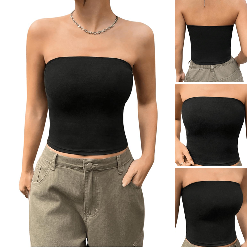 🔥Women’s Soft Solid Strapless Tube Top