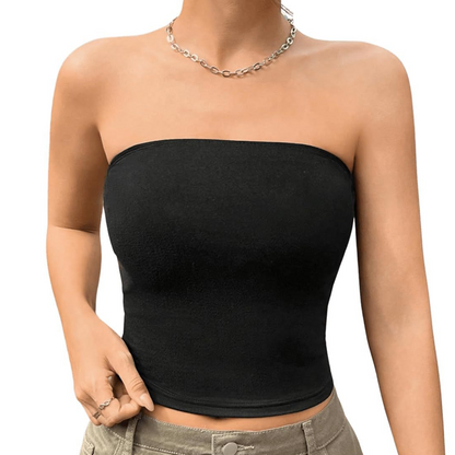 🔥Women’s Soft Solid Strapless Tube Top