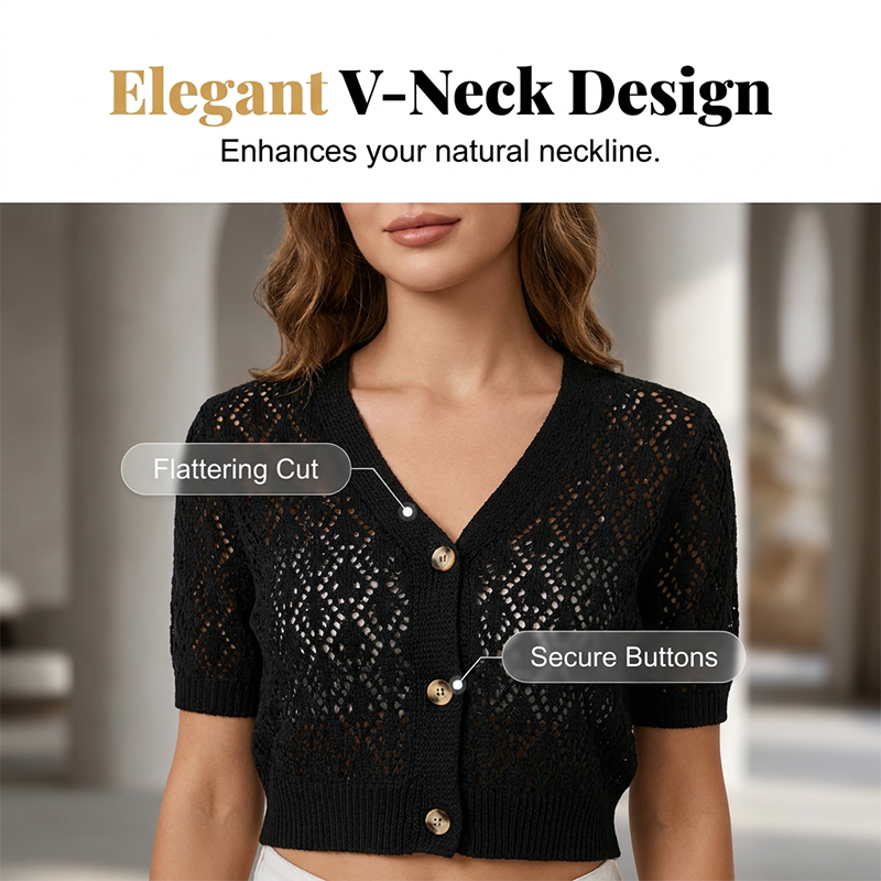 V-Neck Button Down Crop Top Sweater