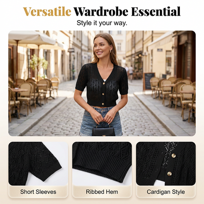 V-Neck Button Down Crop Top Sweater