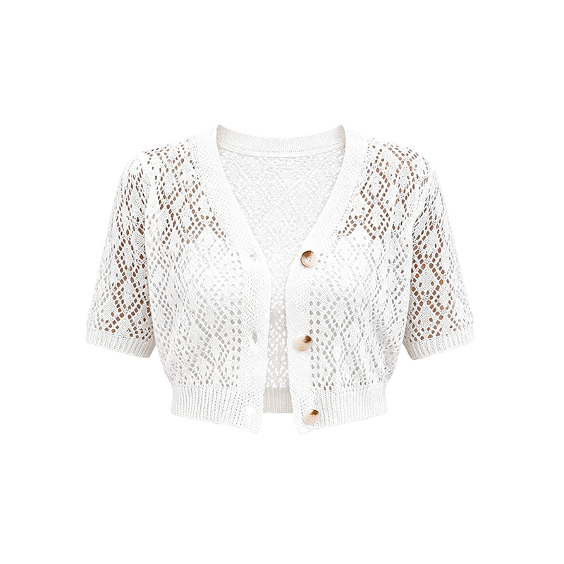 V-Neck Button Down Crop Top Sweater